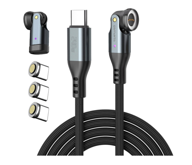 4smarts Kabel USB-C 540° Magnetyczny GravityCord 240W 1.8m czarny - 1535852 - zdjęcie